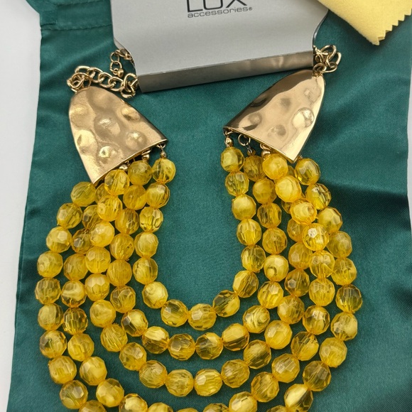 Elegant Lux Yellow Multi-Strand Beaded Necklace with Lobster Claw Clasp NWT - Picture 14 of 14